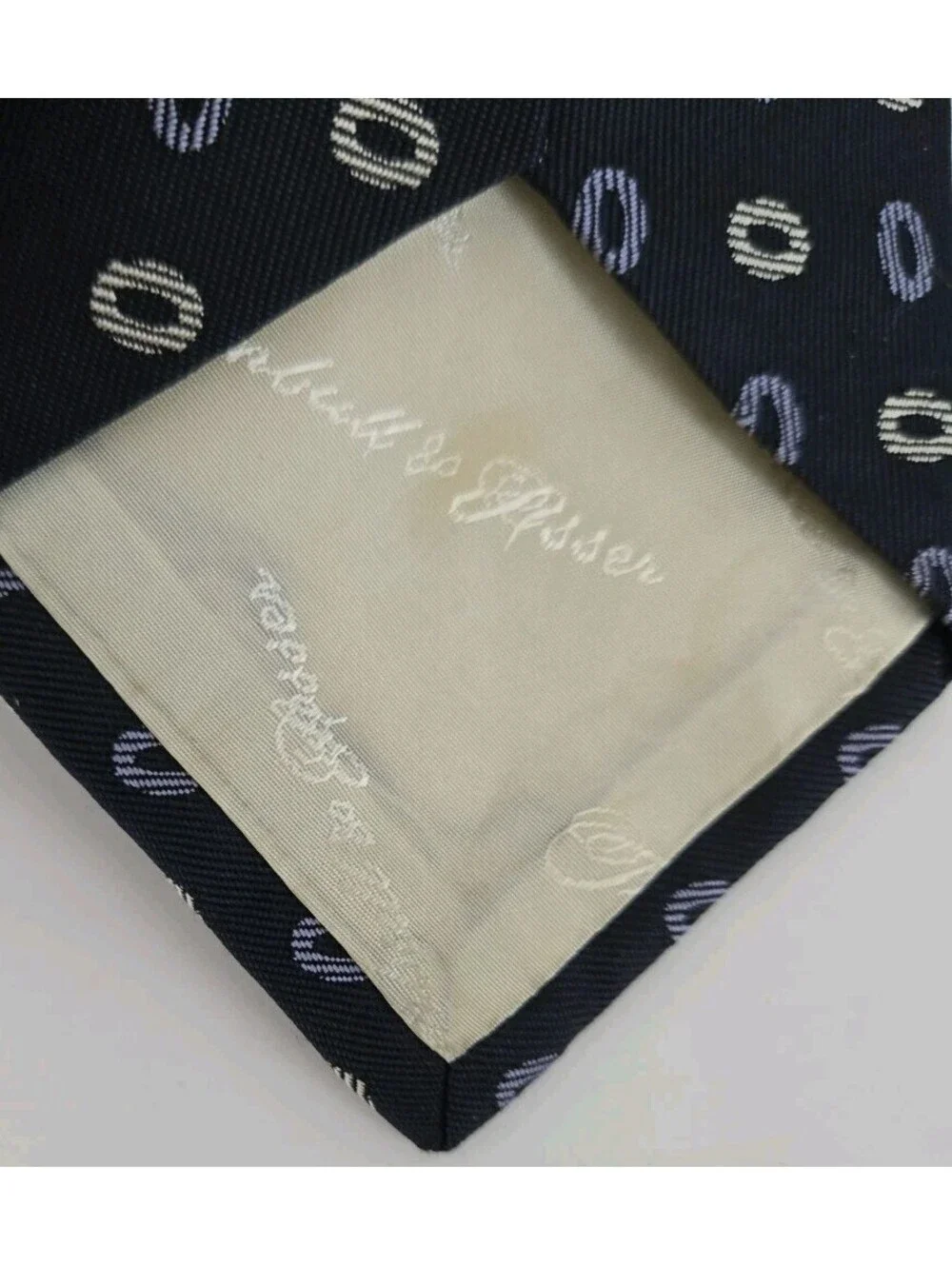 Turnbull & Asser Silk Necktie London Designer Ovals Black Classic Formal